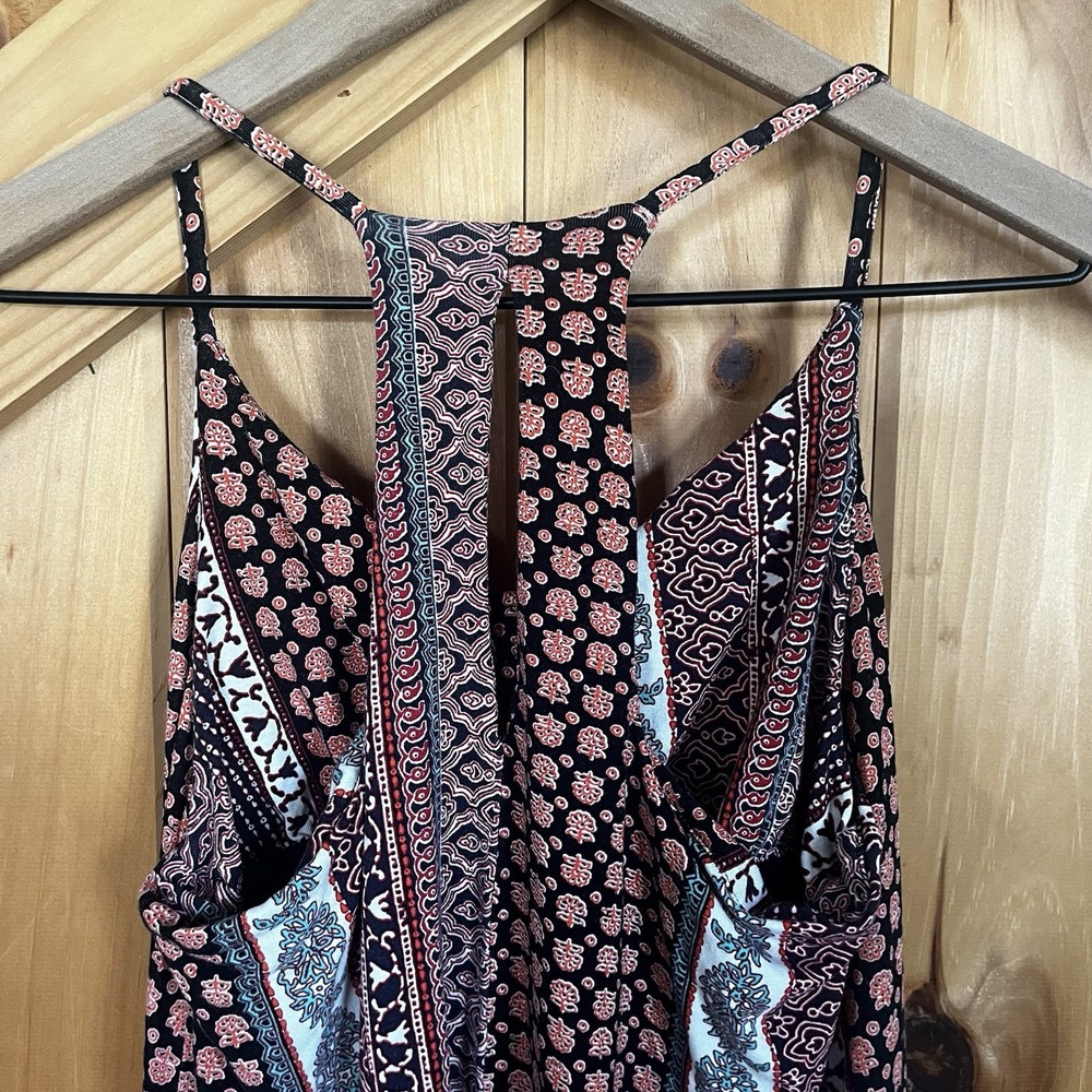 Rachel Zoe Red Black Slip‎ Dress Women's Small Geometric Racerback Hippie Boho - Picture 5 of 10